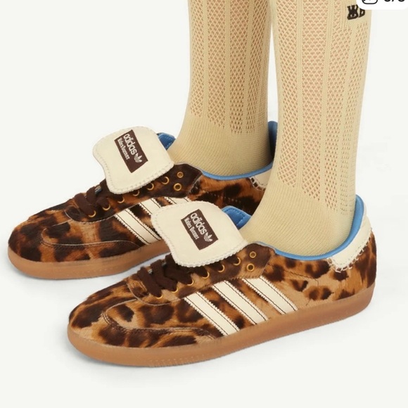 adidas Shoes - adidas Leopard Print Brown & White Samba Sneakers